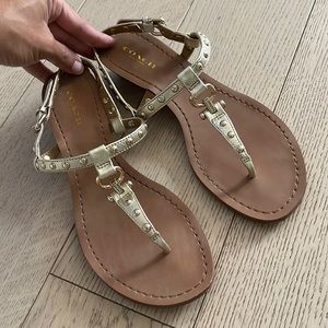 Coach gold sandals size 7